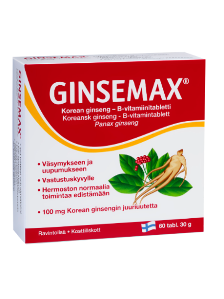 Витамины Женьшень + витамин B Ginsemax 60шт