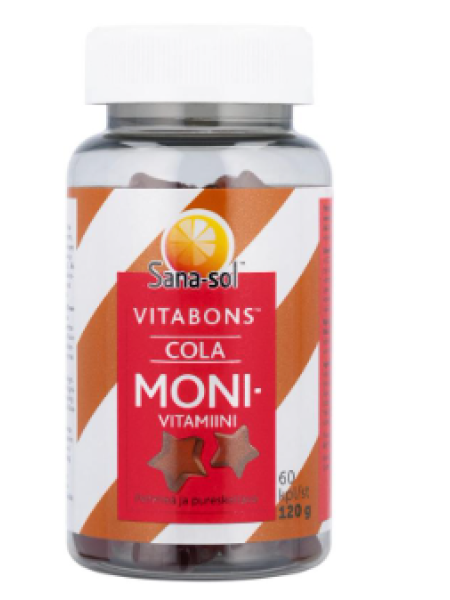 Жевательные мультивитамины для взрослых со вкусом колы Sana-sol Vitabons Multivitamin Cola 60шт 