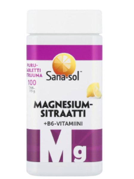 Жевательные таблетки Sana-sol Magnesium citrate+B6 100шт со вкусом лимона