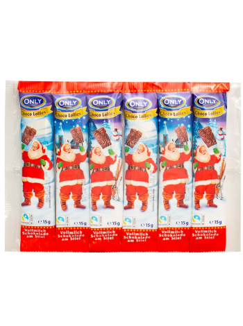 Рождественские леденцы из молочного шоколада на палочке Only 6х15г