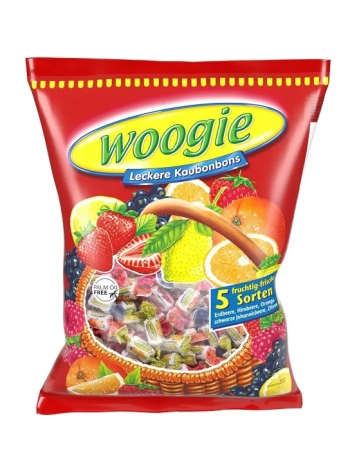 Ассорти фруктовых жевательных конфет Woogie 5 вкусов 500г