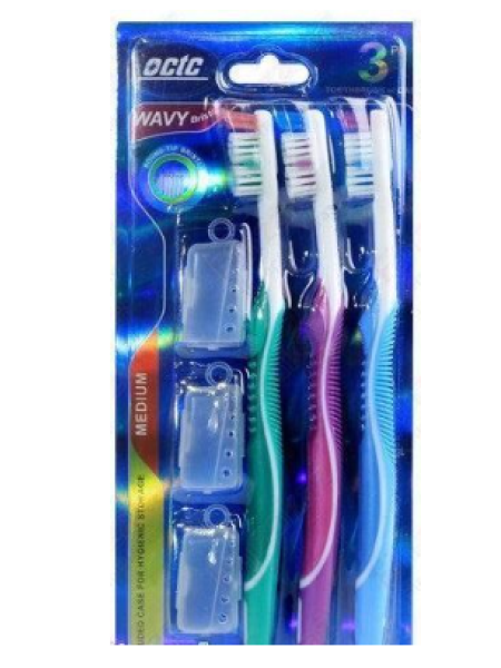 Набор зубных щеток с защитными колпачками CTC Wavy 3шт