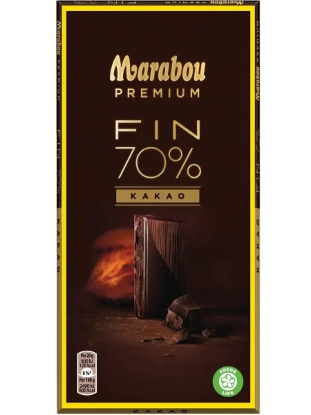 Плиточный темный шоколад Marabou Premium Dark 70% 100г