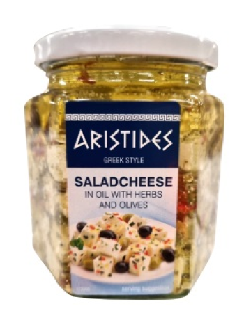 Сырные кубики Aristides салатные в масле с зеленью и оливками 300г