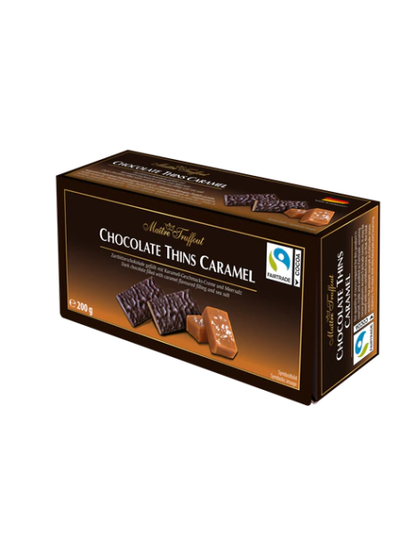 Шоколадные пластинки с карамелью и морской солью Maître Truffout Chocolate Thins Caramel & Salt 200г