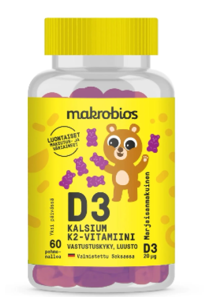 Жевательные витамины для детей Macrobios Plush D3 + Ca + K2 60 шт