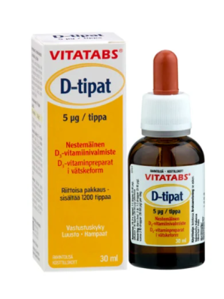 Жидкий препарат витамина D3 Vitatabs D-tipat 5µg 30мл