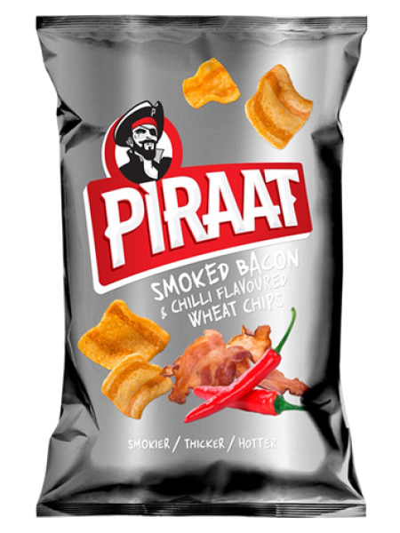Пшеничные чипсы BALSNACK Piraat Max с копченым беконом и вкусом чили 150 г