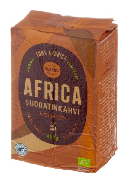 Органический Африканский фильтрованный кофе 450 г  Herkku Luomu Africa 450 г светлой обжарки