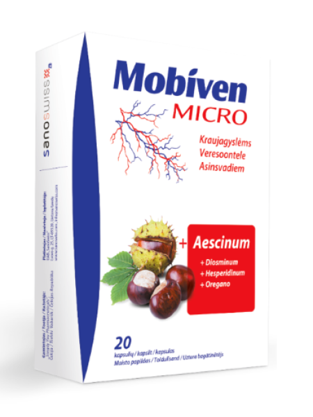 Препарат для профилактики вызванных венозной недостаточностью MOBIVEN MICRO 20капсул
