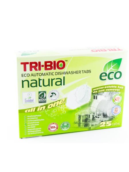 Экологические универсальные таблетки для посудомоечной машины Tri-bio 25 шт