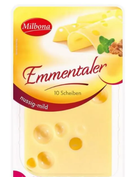 Сыр в нарезке Milbona Emmental 150г