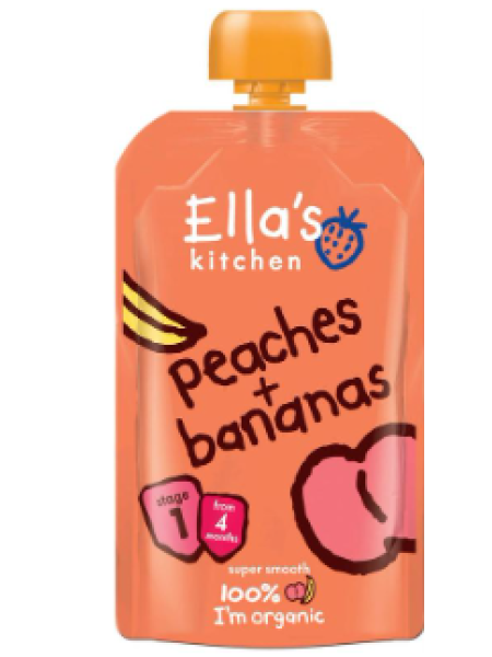Пюре органическое персиково-банановое Ella's Kitchen 120г с 4 месяцев 