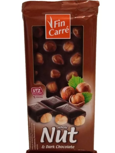 Плиточный темный шоколад с фундуком Fin Carre 100г