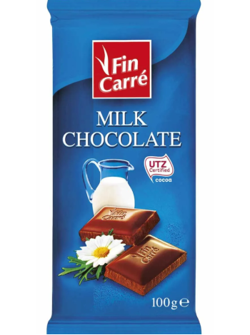 Плиточный шоколад молочный Fin Carre Milk Chocolate 100г