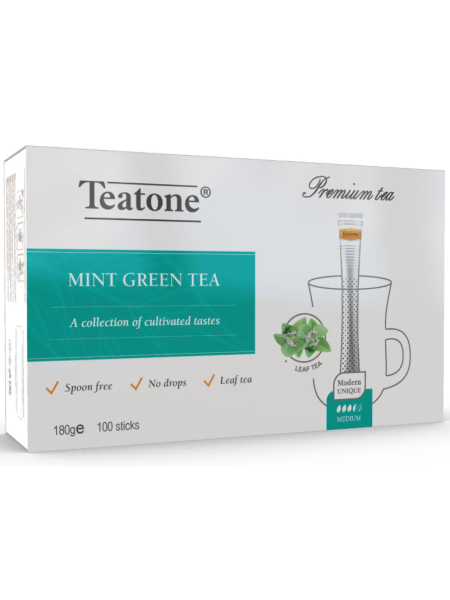 Чай зелёный с мятой TEATONE в стиках 100 шт х1,8 г