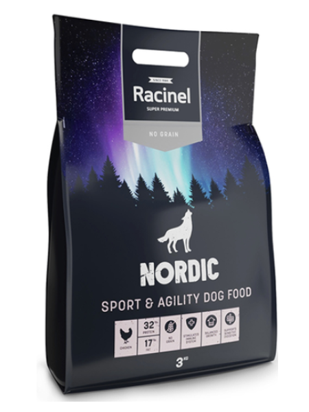 Полноценный корм для собак с курицей Racinel Nordic Sport&Agility 3кг