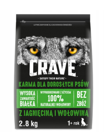 Сухой корм CRAVE премиум класса для собак с ягненком 2,8 кг