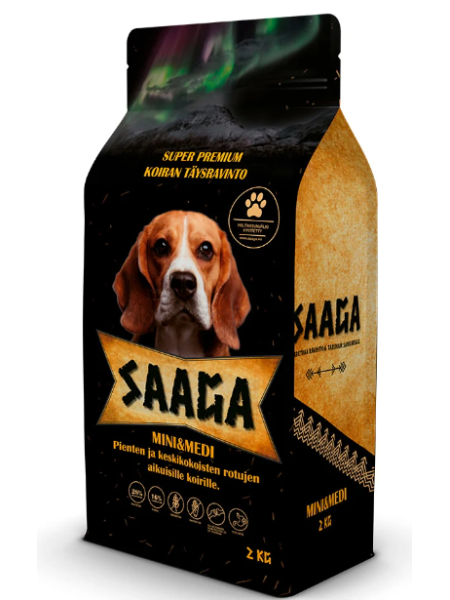 Полноценный корм для взрослых собак Saaga Mini & Medi 2 кг