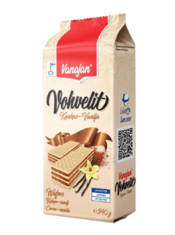 Вафли Vanaja Vohvelit kaakao-vanilja 240г какао-ваниль