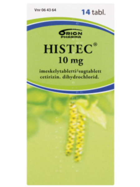 Препарат для профилактики и лечении аллергии HISTEC 10мг 14 таблеток 