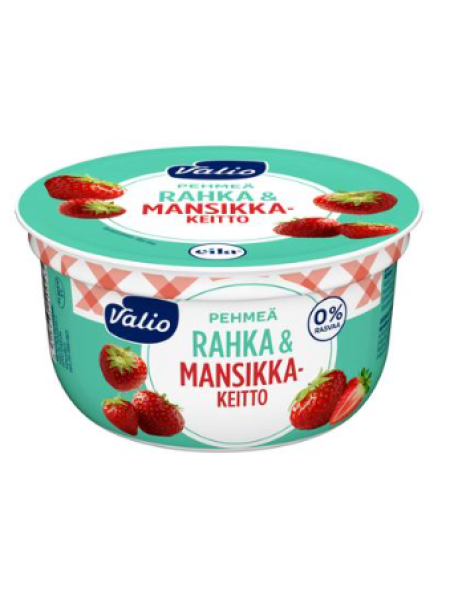 Мягкий творожно-клубничный йогурт Valio rahka & mansikkakeitto 150г безлактозный