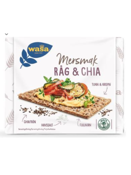 Хлебцы Wasa Mersmak Rye & Chia 245г с семенами чиа и морской солью