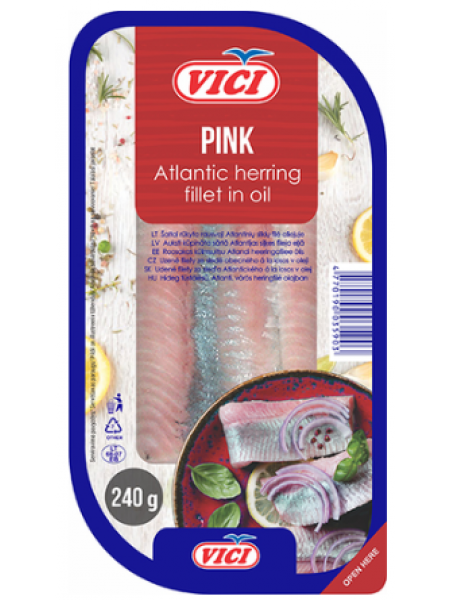 Филе сельди в масле холодного копчения VICI pink 240 г