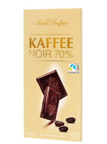 Плиточный шоколад Maître Truffout Coffee Noir 70% 100г со вкусом кофе