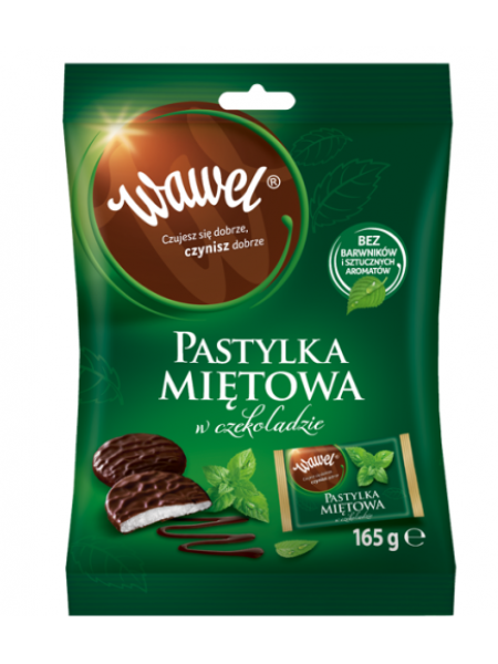 Шоколадные пластинки с мятой Wawel Mint Chocolate 165г в пакете