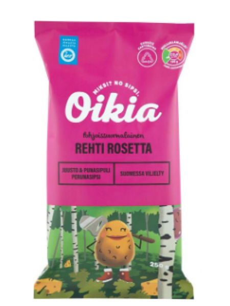 Картофельные чипсы Oikia Rehti Rosetta 250г со вкусом сыра и красного лука