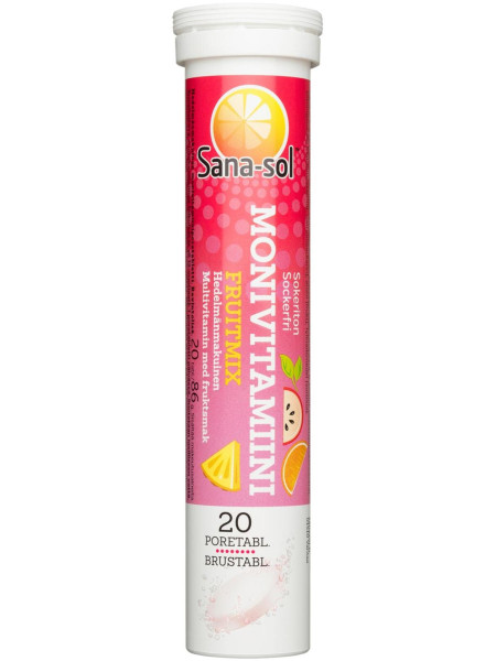 Шипучие витамины Sana-sol Multivitamin Fruitmix 20шт без сахара с фруктовым вкусом