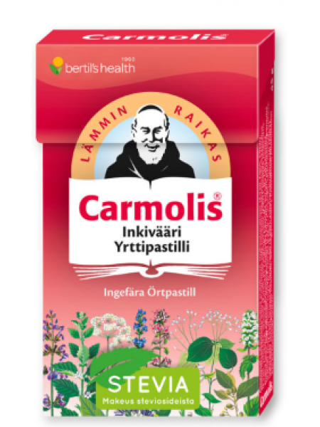 Травяные пастилки Carmolis INKIVÄÄRI YRTTIPASTILLI Stevia 45г имбирь мята