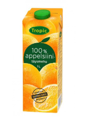 Сок апельсиновый Tropic Appelsiinitäysmehu 100% 1л