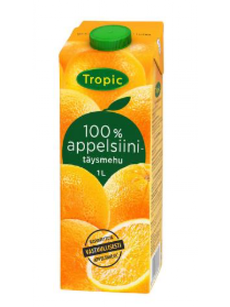 Сок апельсиновый Tropic Appelsiinitäysmehu 100% 1л