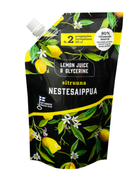 Жидкое мыло для рук Lemon Juice & Glycerine Nestesaippua с лимонным соком и глицерином 550 мл 