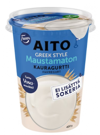 Овсяный йогурт Fazer Aito Greek Style Maustamaton Kauragurtti 400г