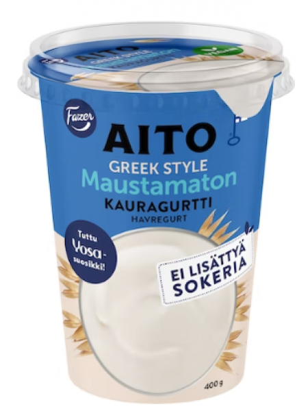 Овсяный йогурт Fazer Aito Greek Style Maustamaton Kauragurtti 400г