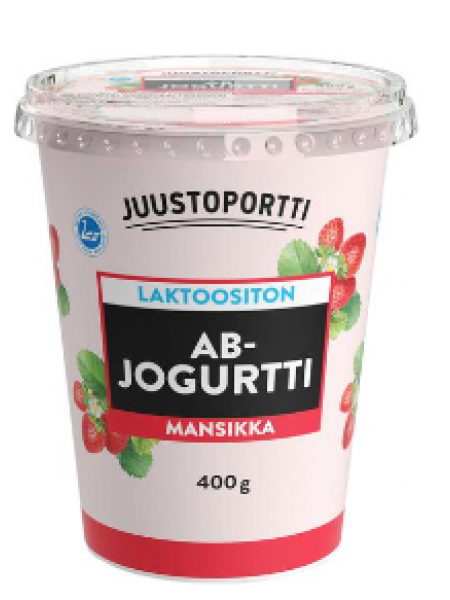Безлактозный клубничный йогурт Juustoportti AB-jogurtti 400г