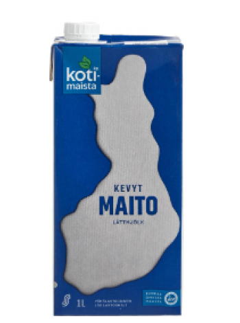 Молоко обезжиренное низколактозное Kotimaista kevytmaito 1л UHT
