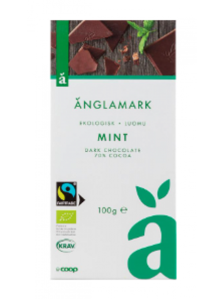 Органический темный шоколад Änglamark 100г со вкусом мяты