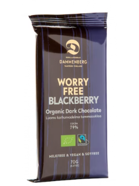 Органический темный шоколад Dammenberg luomu Worry Free BlackBerry 70г с малиной