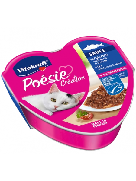 Влажный корм для кошек с треской, макаронами и помидорами в соусе Vitakraft Poésie 85г