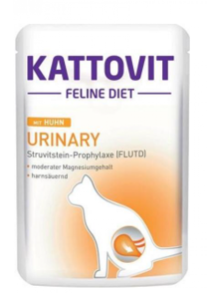 Специальный влажный корм для кошек Kattovit Urinary 85г при проблемах с мочевыводящими путями курица