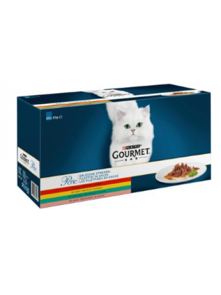 Ассорти влажного корма для кошек Gourmet Perle Mini Filets в соусе 60x85г