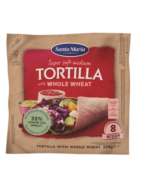 Цельнозерновые лепешки Тортилья Santa Maria Tex Mex Tortilla Whole Wheat 320г 8шт