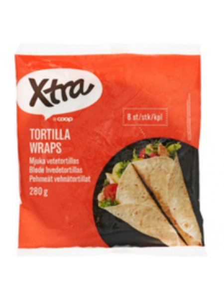 Пшеничные лепешки XTRA Tortilla Wraps 280г 8шт