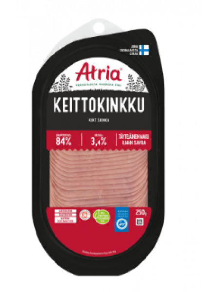Ветчина Atria Keittokinkku 250г в нарезке Не содержит лактозы