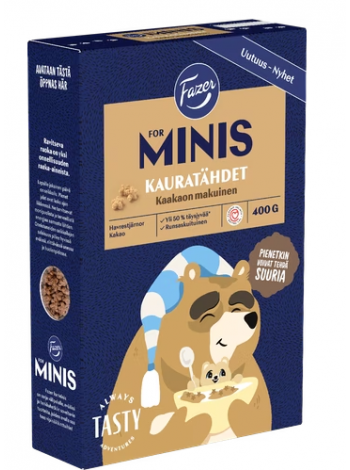 Цельнозерновые овсяные звездочки Fazer Minis kauratähdet kaakao 400г с шоколадом