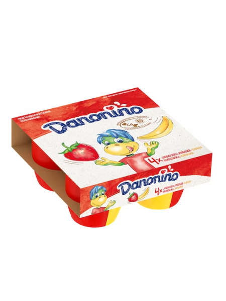 Фруктовый творог со вкусом клубники и банана Danone Danonino 4x95г